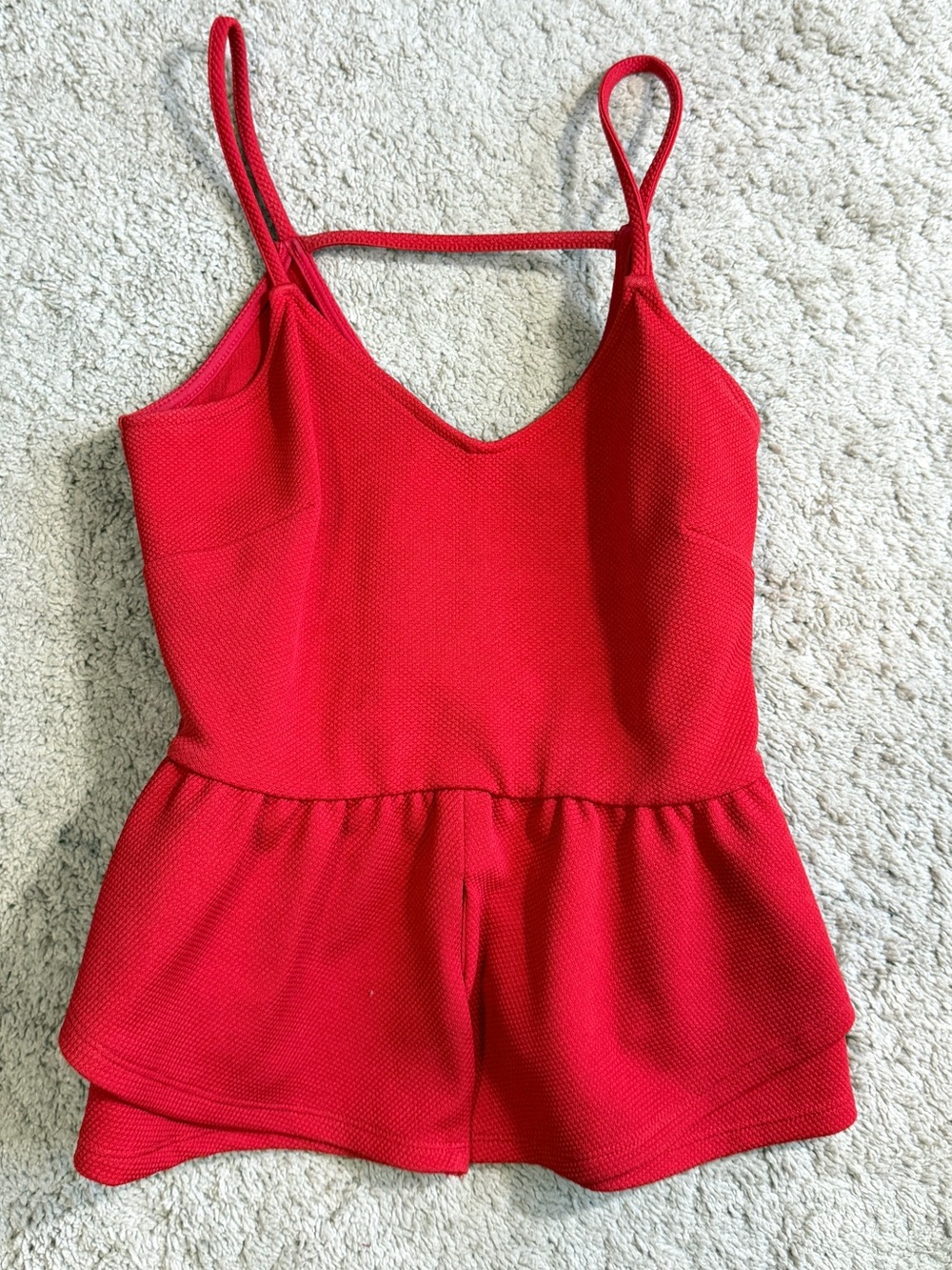 Womens Material Girl Red Peplum Spaghetti Strap Top Size M Medium Strappy